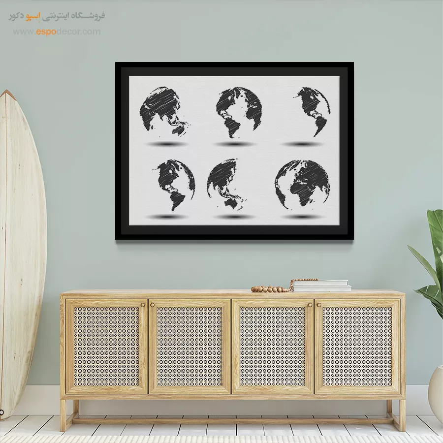 تابلو نقشه - مرزبان – تابلو نقشه جهان - اسپو دکور