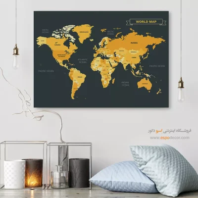 تابلو نقشه جهان چاپی
