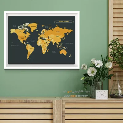 تابلو نقشه جهان چاپی