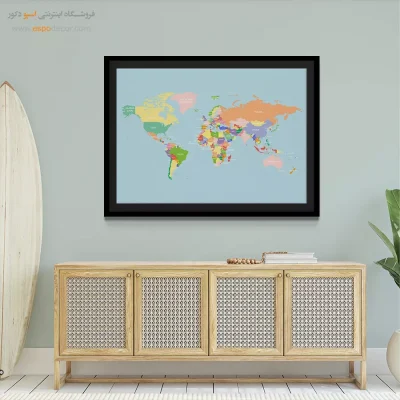نقشه جهان برای پذیرایی - زمین – تابلو نقشه جهان - اسپو دکور