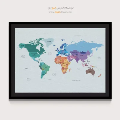 نقشه جهان برای لابی - سیاره – تابلو نقشه جهان - اسپو دکور