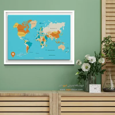 تابلو نقشه جهان برای رستوران - مسیر – تابلو نقشه جهان - اسپو دکور