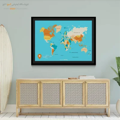 تابلو نقشه جهان برای رستوران - مسیر – تابلو نقشه جهان - اسپو دکور