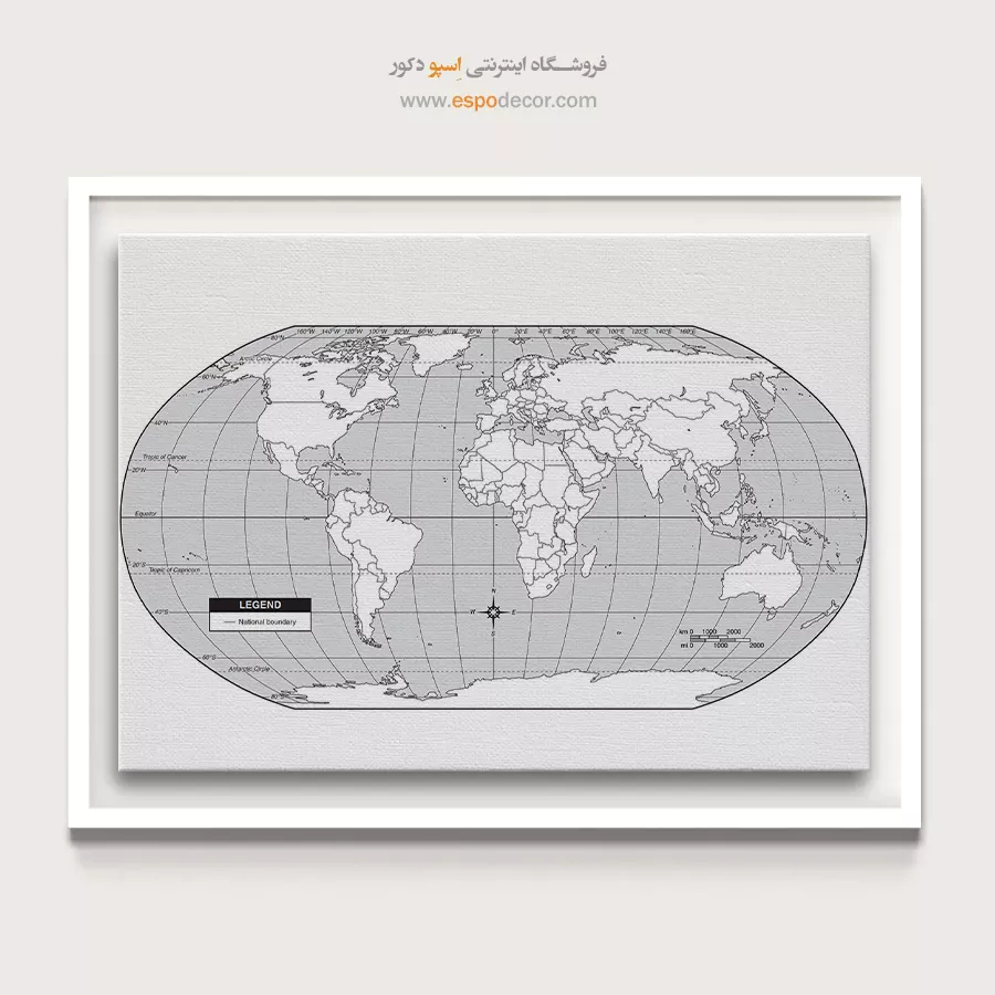 نقشه جهان برای هدیه - بلندا – تابلو نقشه جهان - اسپو دکور