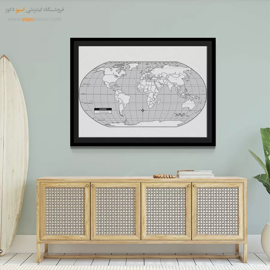 نقشه جهان برای هدیه - بلندا – تابلو نقشه جهان - اسپو دکور