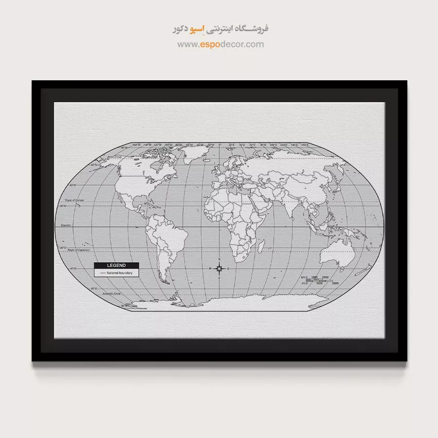 نقشه جهان برای هدیه - بلندا – تابلو نقشه جهان - اسپو دکور