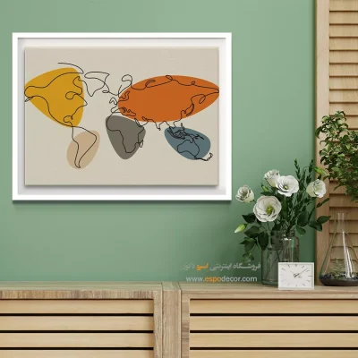 تابلو نقشه مینیمال - جهانی – تابلو نقشه جهان - اسپو دکور