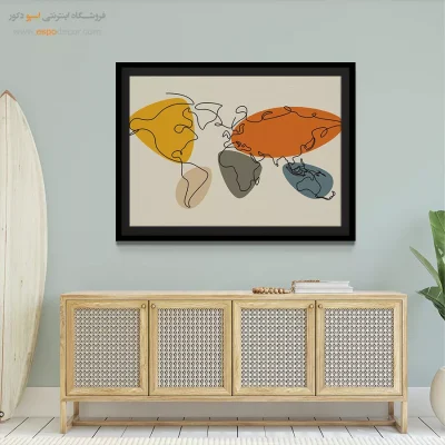 تابلو نقشه مینیمال - جهانی – تابلو نقشه جهان - اسپو دکور