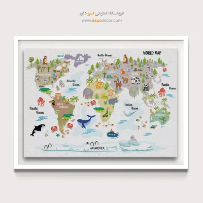 چشم‌انداز – تابلو نقشه جهان - خرید تابلو نقشه برای اتاق کودک - اسپو دکور