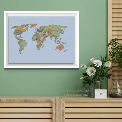 تابلو نقشه جهان رنگی برای اتاق کودک/مدرسه - افلاک – تابلو نقشه جهان - اسپو دکور