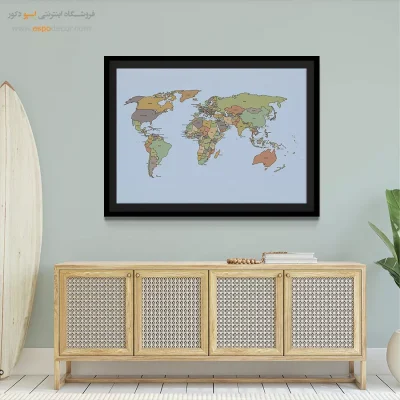 تابلو نقشه جهان رنگی برای اتاق کودک/مدرسه - افلاک – تابلو نقشه جهان - اسپو دکور