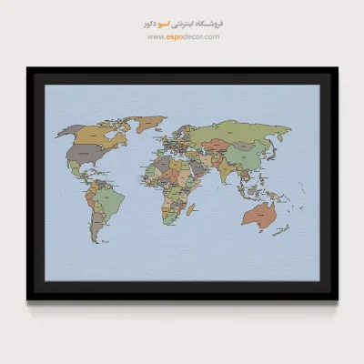 تابلو نقشه جهان رنگی برای اتاق کودک/مدرسه - افلاک – تابلو نقشه جهان - اسپو دکور