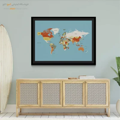تابلو نقشه جهان برای اتاق مطالعه - خاور – تابلو نقشه جهان - اسپو دکور