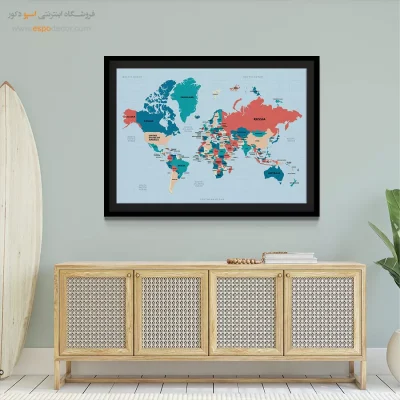 تابلو مدرن خانه - رؤیا – تابلو نقشه جهان - اسپو دکور