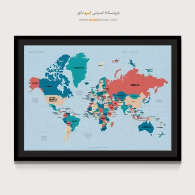 تابلو مدرن خانه - رؤیا – تابلو نقشه جهان - اسپو دکور
