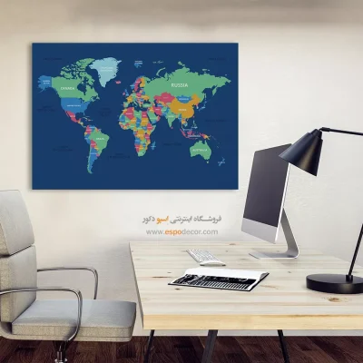 تابلو نقشه جهان رنگی