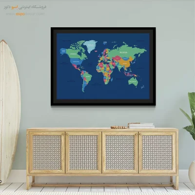 تابلو نقشه جهان رنگی
