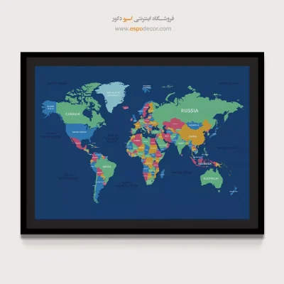 تابلو نقشه جهان رنگی