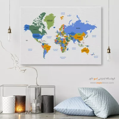 تابلو نقشه جهان بدون قاب - پرواز – تابلو نقشه جهان - اسپو دکور