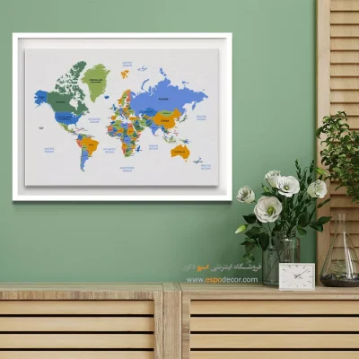 تابلو نقشه جهان بدون قاب - پرواز – تابلو نقشه جهان - اسپو دکور