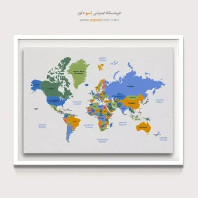 تابلو نقشه جهان بدون قاب - پرواز – تابلو نقشه جهان - اسپو دکور