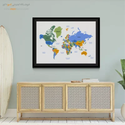 تابلو نقشه جهان بدون قاب - پرواز – تابلو نقشه جهان - اسپو دکور