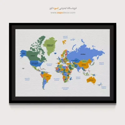 تابلو نقشه جهان بدون قاب - پرواز – تابلو نقشه جهان - اسپو دکور