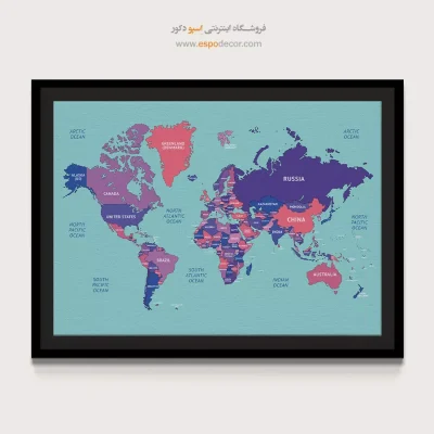کادوی عاشقانه با نقشه - کرانه – تابلو نقشه جهان - اسپو دکور