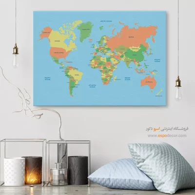 تابلو نقشه برای دانشجو - نسیم – تابلو نقشه جهان - اسپو دکور