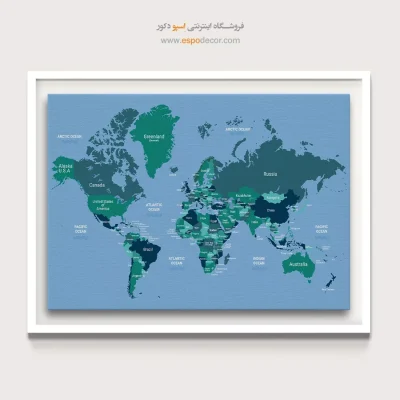 تابلو نقشه جهان با کشورها - تابناک – تابلو نقشه جهان - اسپو دکور