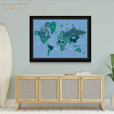 تابلو نقشه جهان با کشورها - تابناک – تابلو نقشه جهان - اسپو دکور