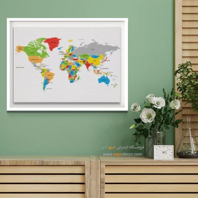 تابلو نقشه برای مدیر - گردونه – تابلو نقشه جهان - اسپو دکور