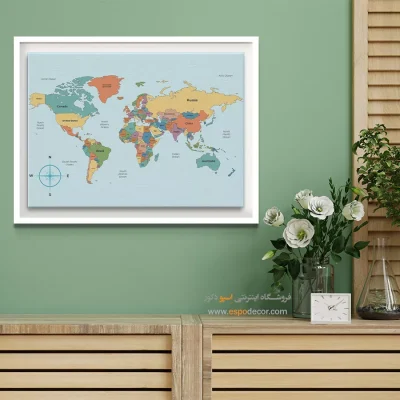 نقشه جهان در دکور - فرصت – تابلو نقشه جهان - اسپو دکور