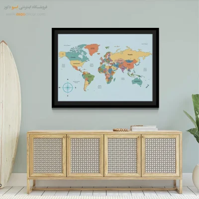 نقشه جهان در دکور - فرصت – تابلو نقشه جهان - اسپو دکور