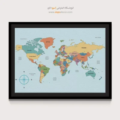 نقشه جهان در دکور - فرصت – تابلو نقشه جهان - اسپو دکور