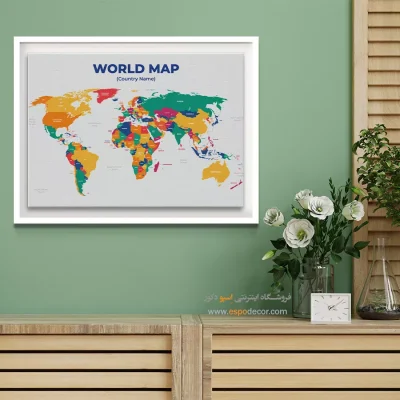 چیدمان خانه با نقشه جهان - درنگ – تابلو نقشه جهان - اسپو دکور