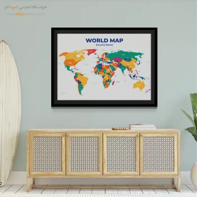 چیدمان خانه با نقشه جهان - درنگ – تابلو نقشه جهان - اسپو دکور