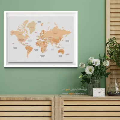 تابلو برای الهام سفر - دورنورد – تابلو نقشه جهان - اسپو دکور