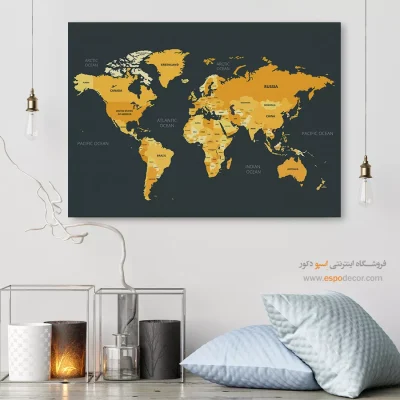 تابلو نقشه جهان - اسپو دکور