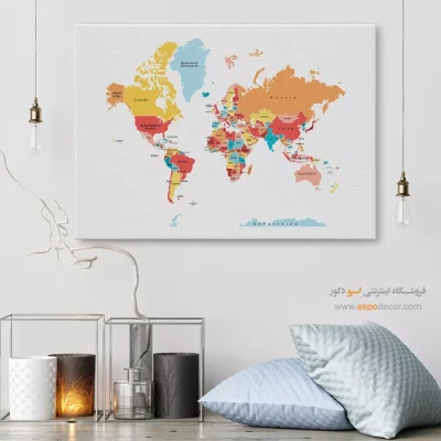 تابلو نقشه جهان - اسپو دکور