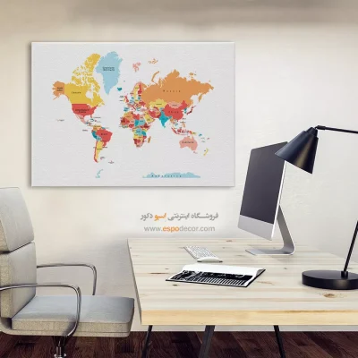 تابلو نقشه جهان - اسپو دکور