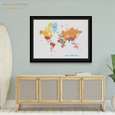 تابلو نقشه جهان - اسپو دکور