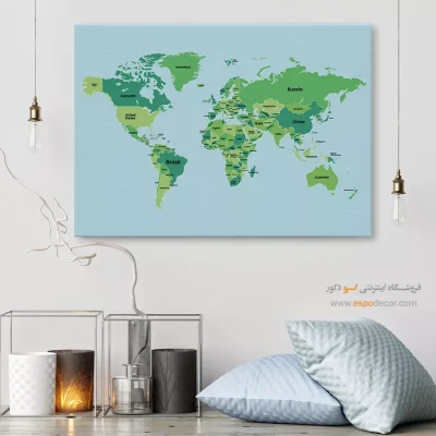 تابلو نقشه جهان - اسپو دکور