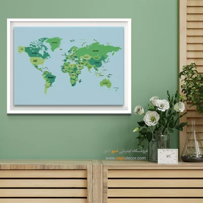 تابلو نقشه جهان - اسپو دکور