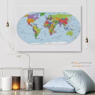 تابلو نقشه جهان - اسپو دکور