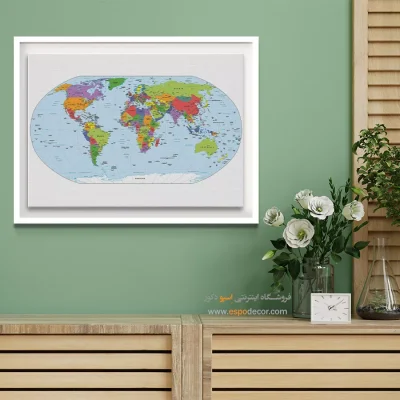 تابلو نقشه جهان - اسپو دکور