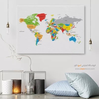 تابلو نقشه جهان - اسپو دکور
