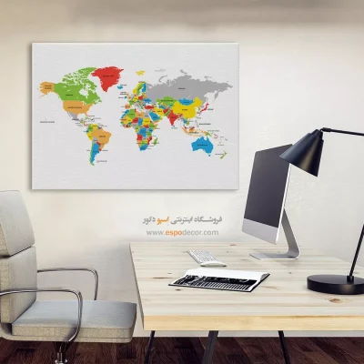 تابلو نقشه جهان - اسپو دکور