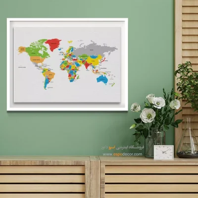 تابلو نقشه جهان - اسپو دکور