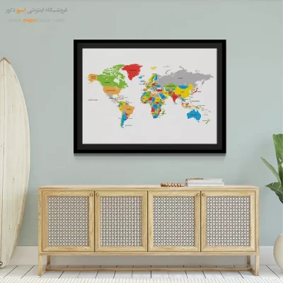 تابلو نقشه جهان - اسپو دکور